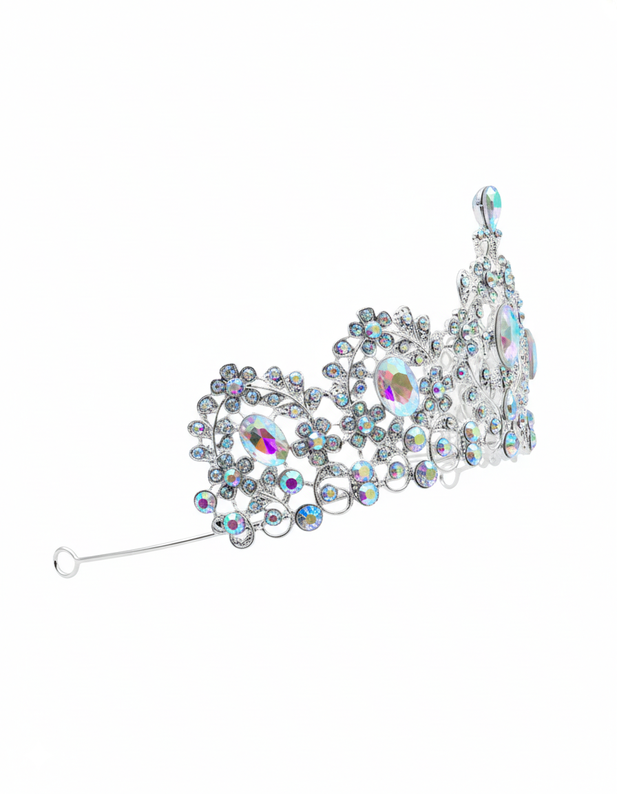 Corona Plateada de Diadema con piedras  - M185 Oro Laminado