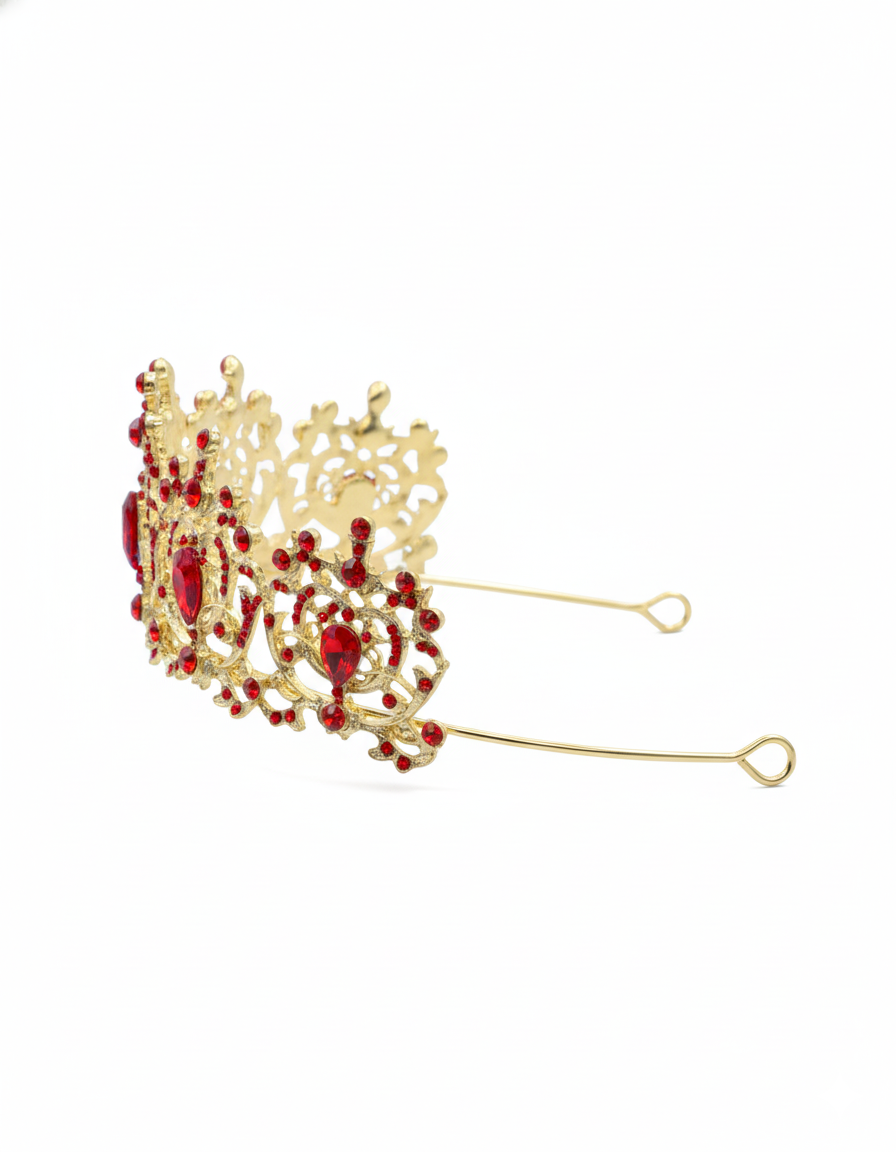 Corona Dorada de Diadema con piedras  - M202 Oro Laminado