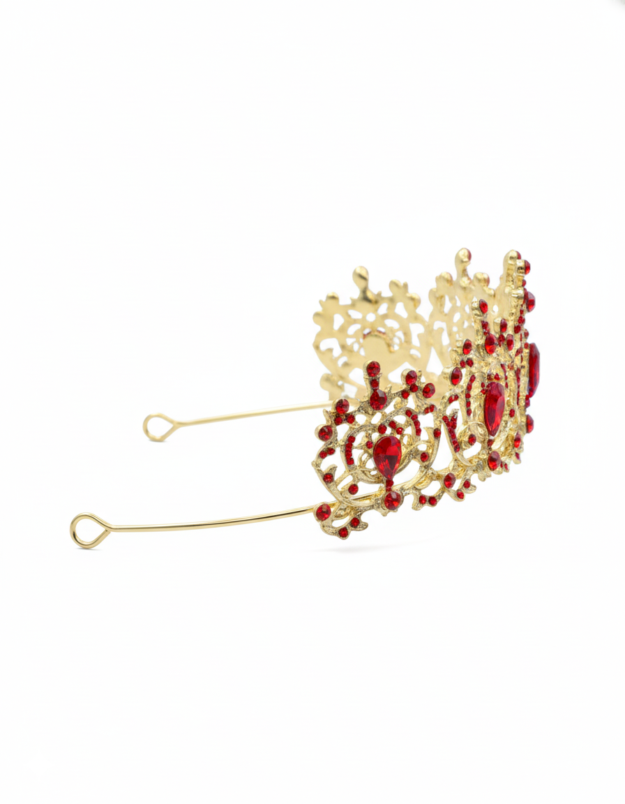 Corona Dorada de Diadema con piedras  - M202 Oro Laminado