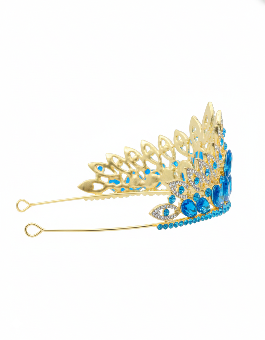 Corona Dorada de Diadema con piedras  - M260 Oro Laminado
