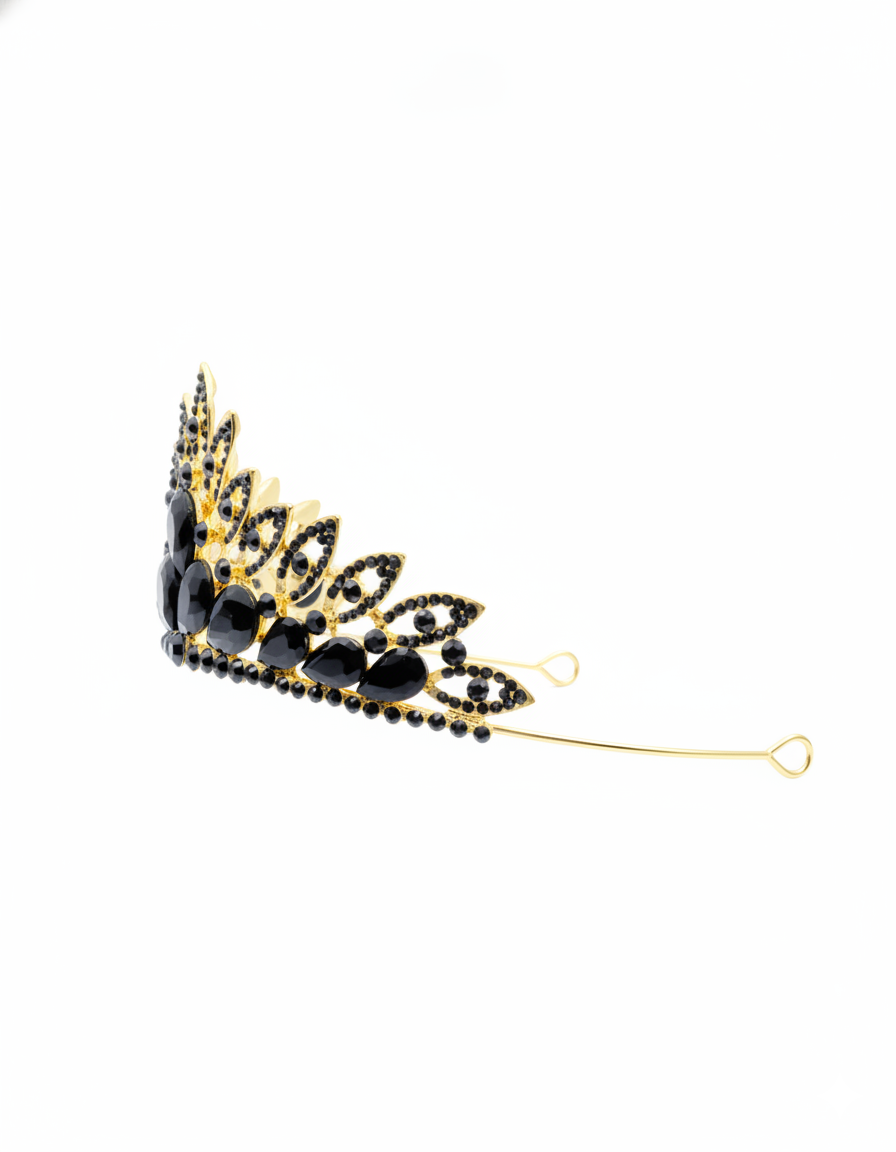 Corona Dorada de Diadema con piedras  - M261 Oro Laminado
