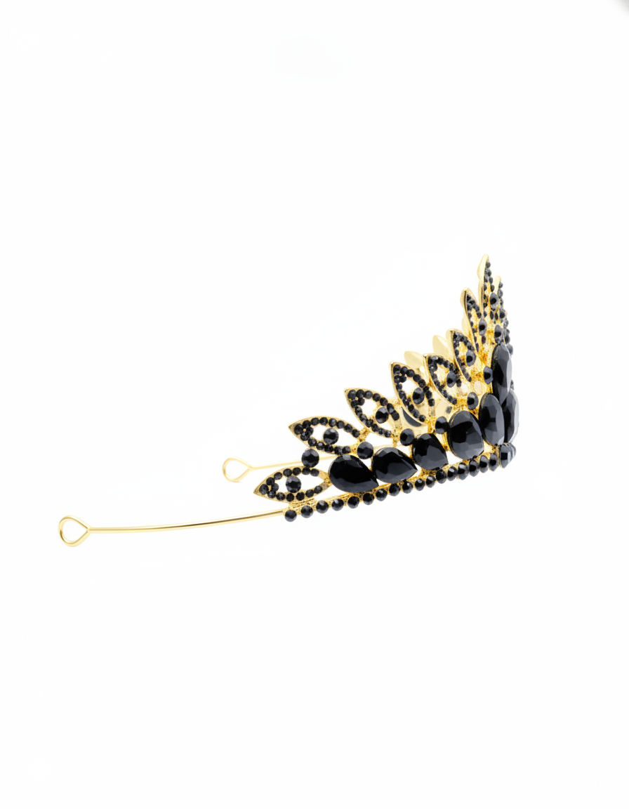 Corona Dorada de Diadema con piedras  - M261 Oro Laminado