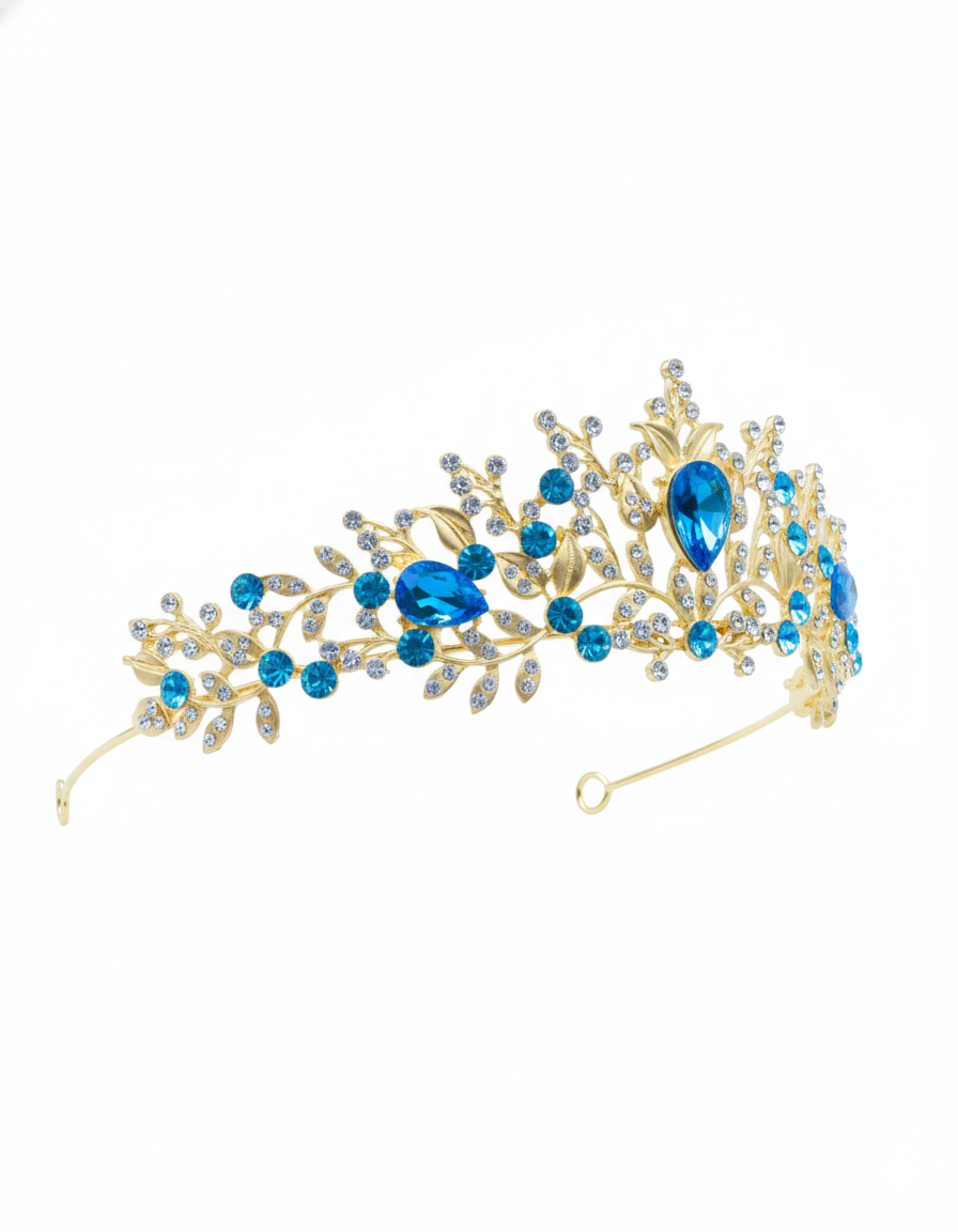 Corona Dorada de Diadema con piedras  - M262 Oro Laminado