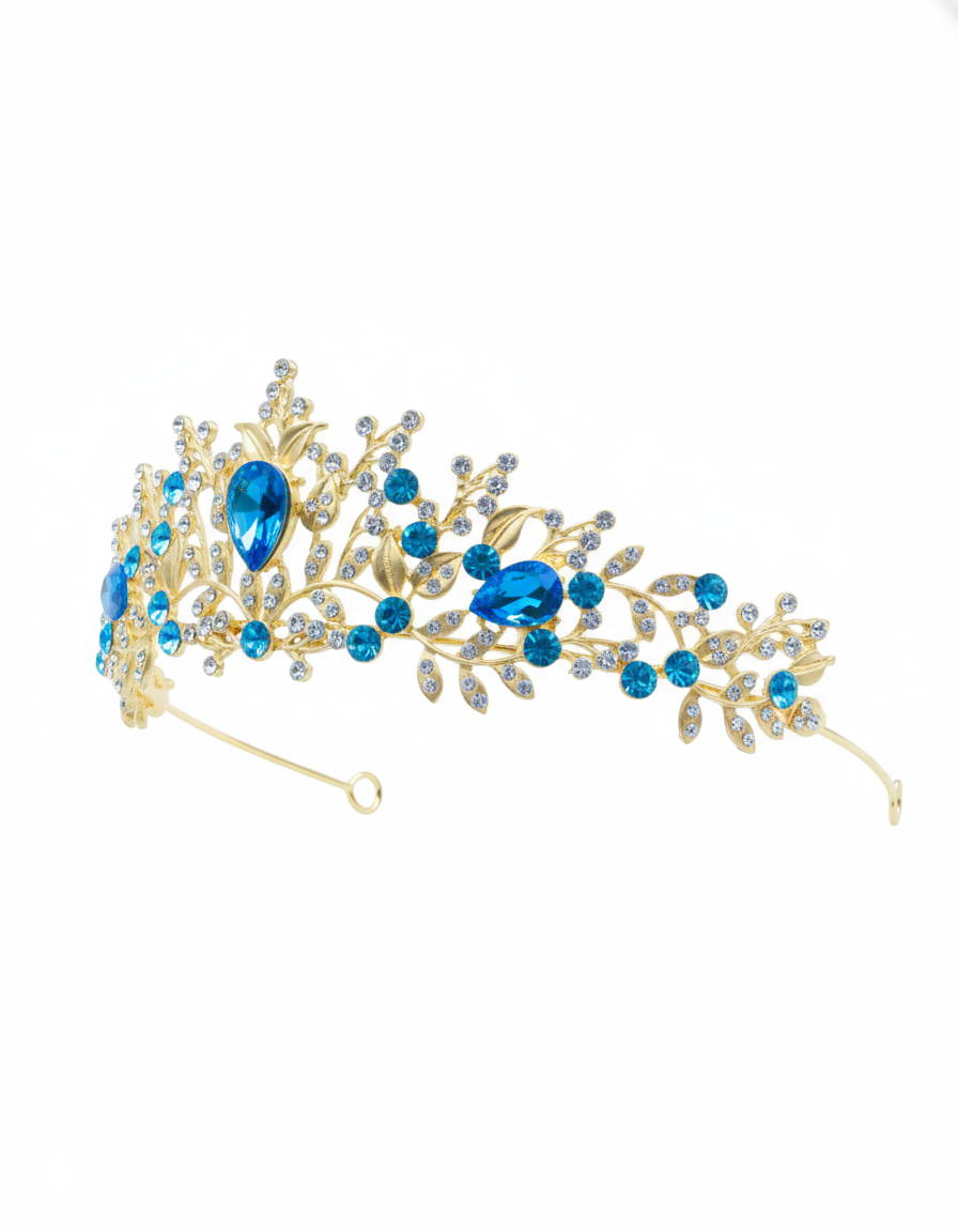 Corona Dorada de Diadema con piedras  - M262 Oro Laminado