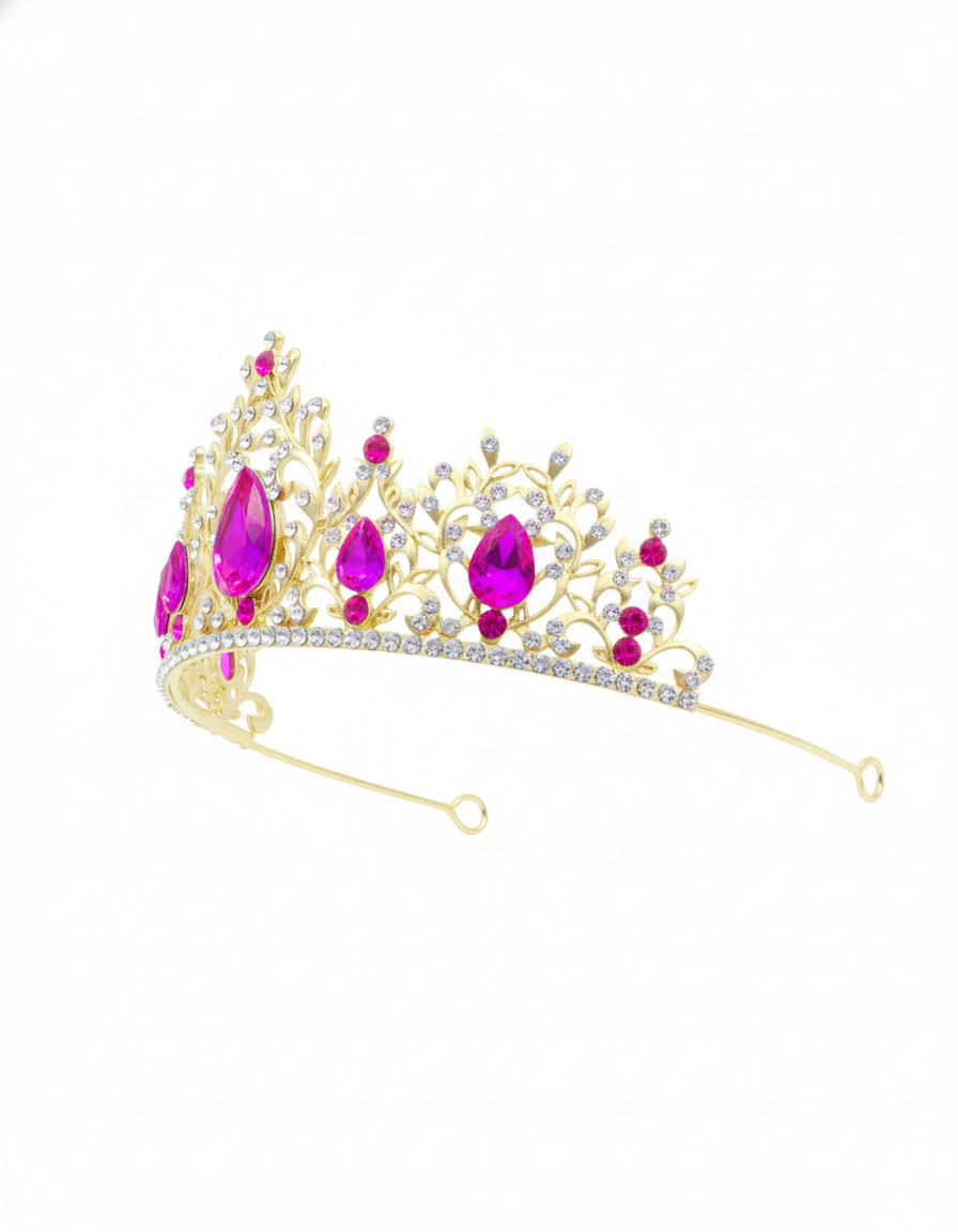 Corona Dorada de Diadema con piedras  - M263 Oro Laminado
