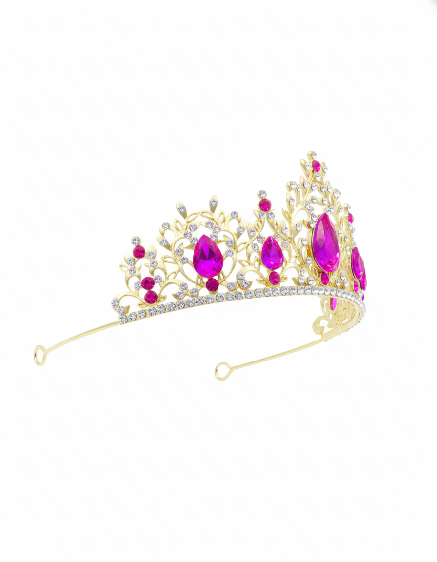 Corona Dorada de Diadema con piedras  - M263 Oro Laminado