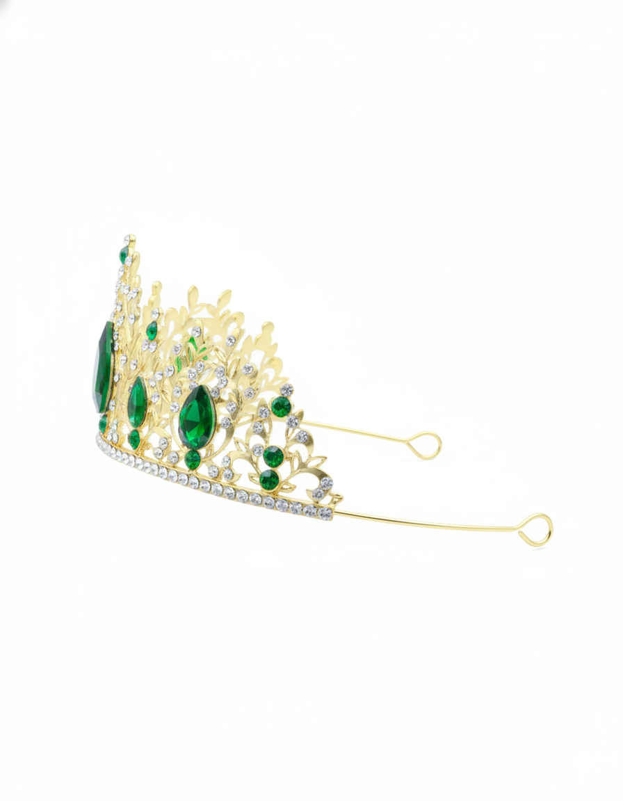 Corona Dorada de Diadema con piedras  - M264 Oro Laminado