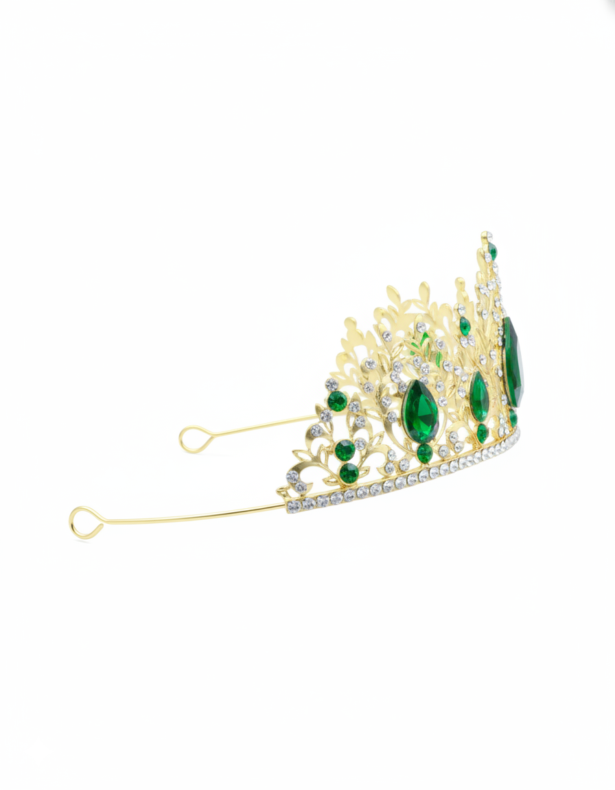 Corona Dorada de Diadema con piedras  - M264 Oro Laminado