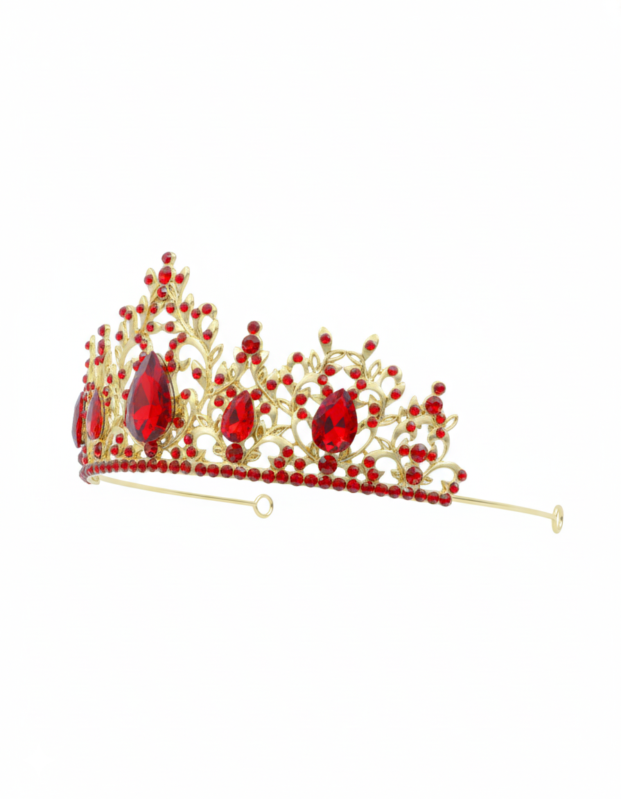 Corona Dorada de Diadema con piedras  - M266 Oro Laminado