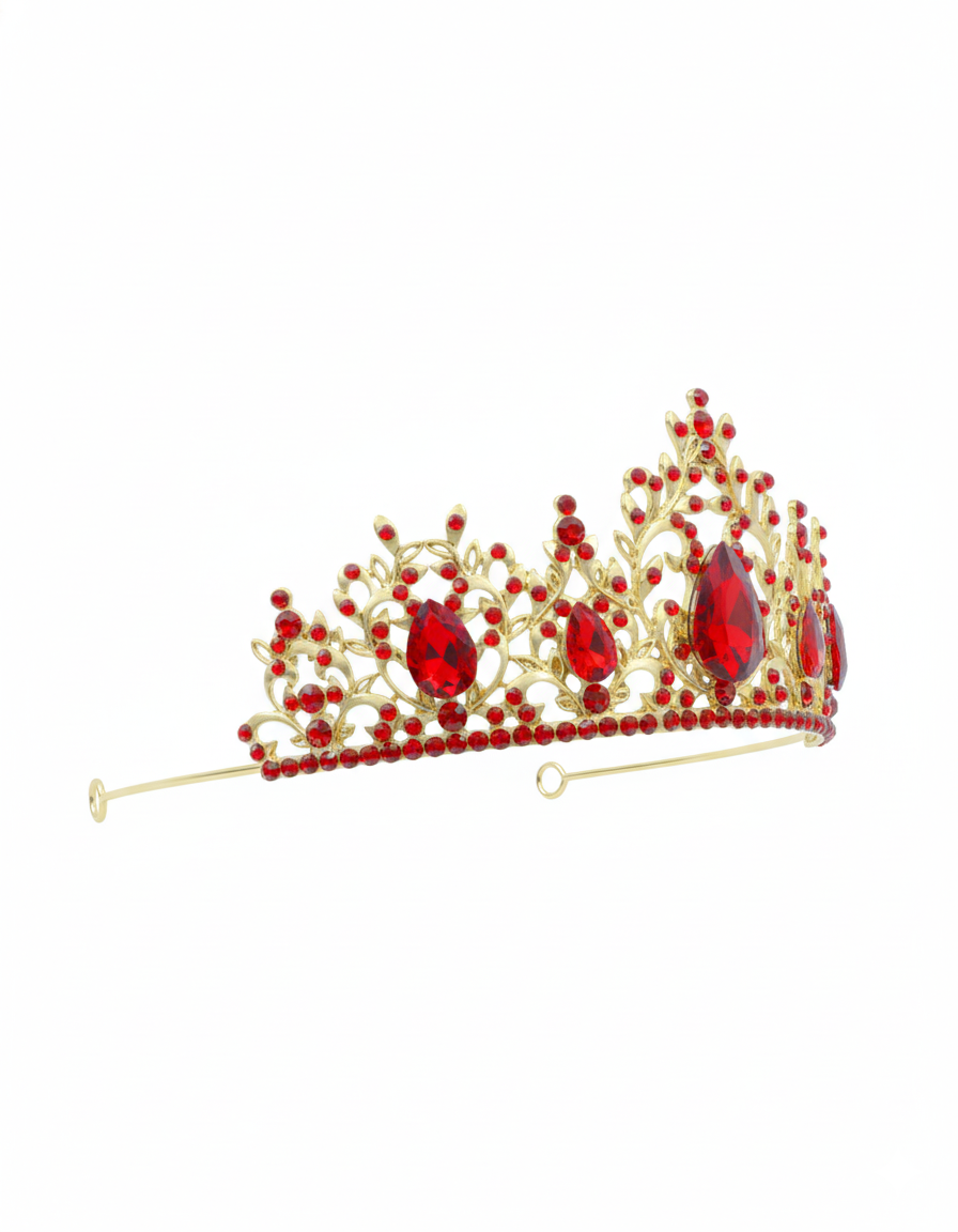 Corona Dorada de Diadema con piedras  - M266 Oro Laminado