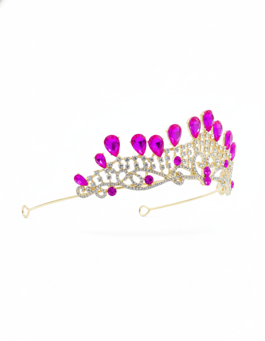 Corona Dorada de Diadema con piedras  - M269 Oro Laminado