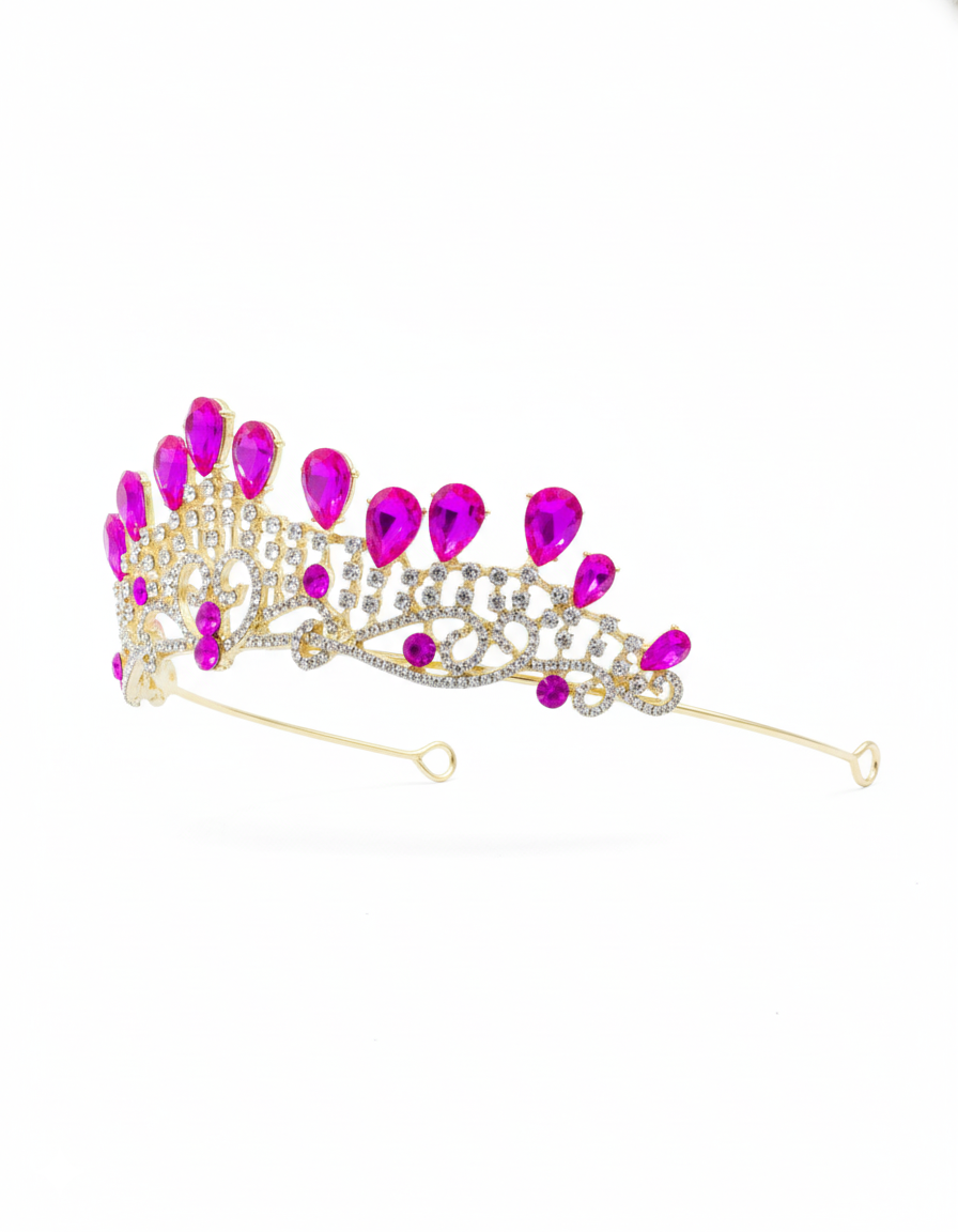 Corona Dorada de Diadema con piedras  - M269 Oro Laminado