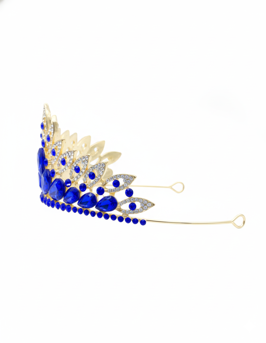 Corona Dorada de Diadema con piedras  - M270 Oro Laminado