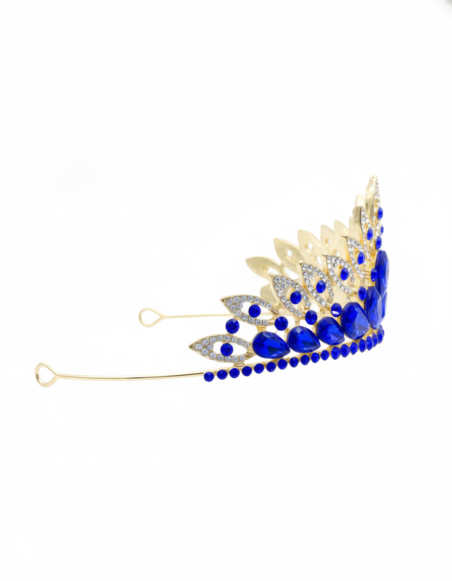Corona Dorada de Diadema con piedras  - M270 Oro Laminado