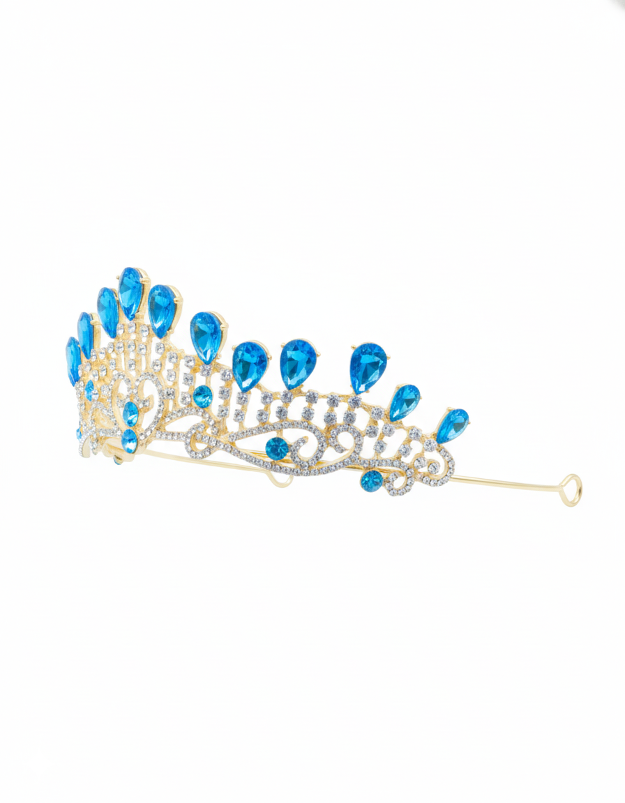 Corona Dorada de Diadema con piedras  - M271 Oro Laminado