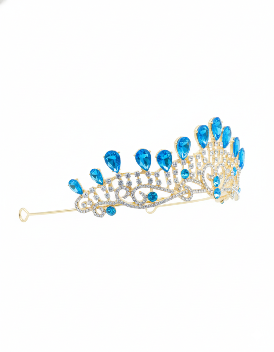 Corona Dorada de Diadema con piedras  - M271 Oro Laminado