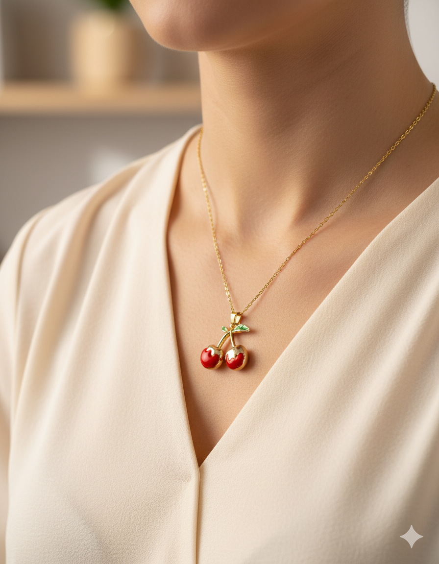 Collar de Cereza - M18 Oro Laminado