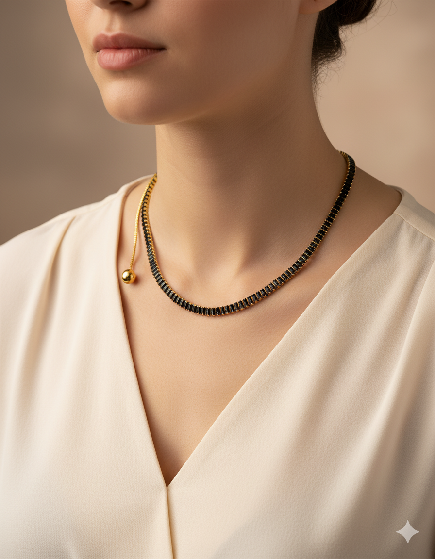 Collar de Cristales Multicolor M1 Oro Laminado