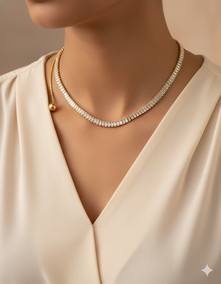 Collar de Cristales  M3 Oro Laminado