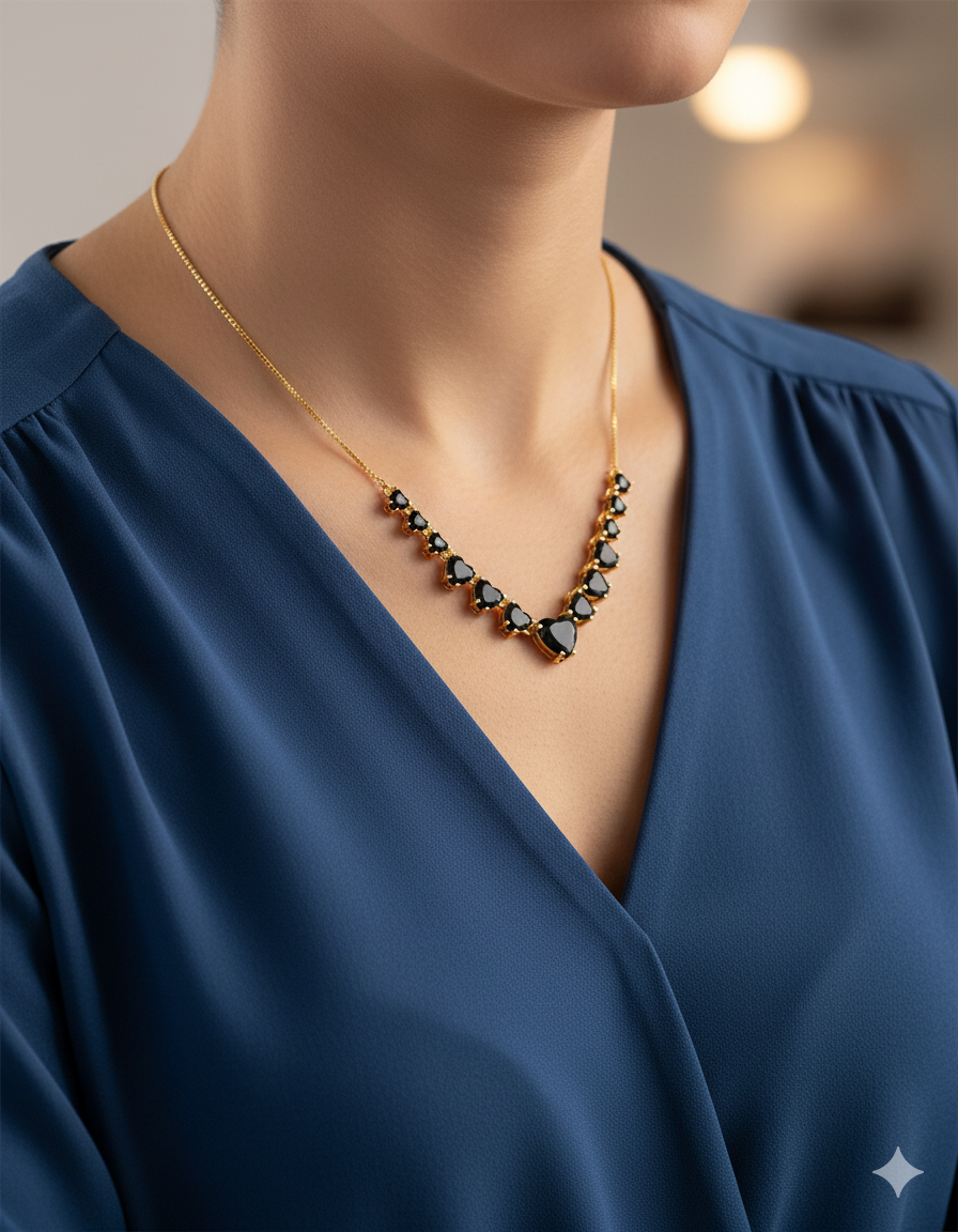 Collar con dije corazon de colores Oro Laminado