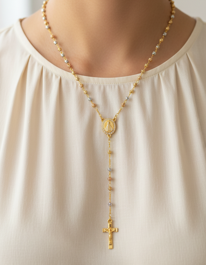 Rosario Tres Colores virgen de Juquila - Oro Laminado M2