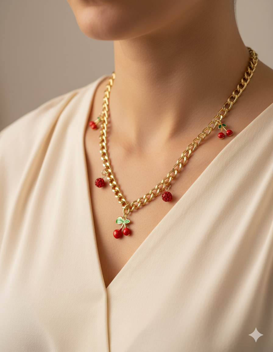 Collar con dije de Fruta M1 - Oro laminado