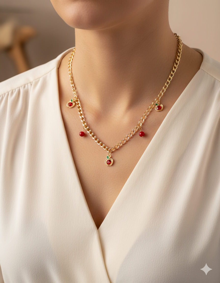 Collar con dije de Fruta M2 - Oro laminado