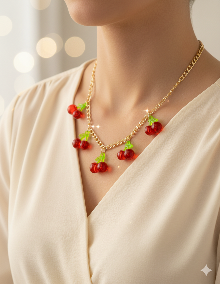 Collar con dije de Fruta M3 - Oro laminado