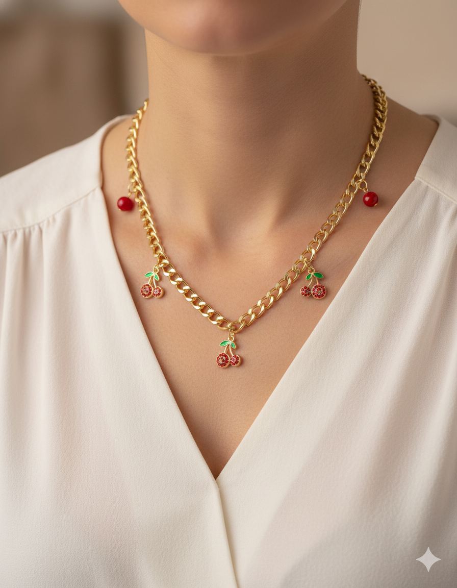 Collar con dije de Fruta M5 - Oro laminado