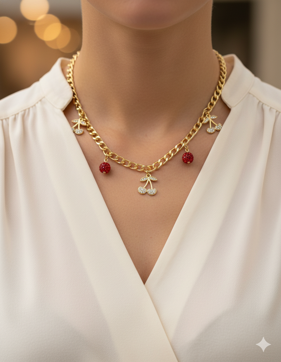 Collar con dije de Fruta M7 - Oro laminado