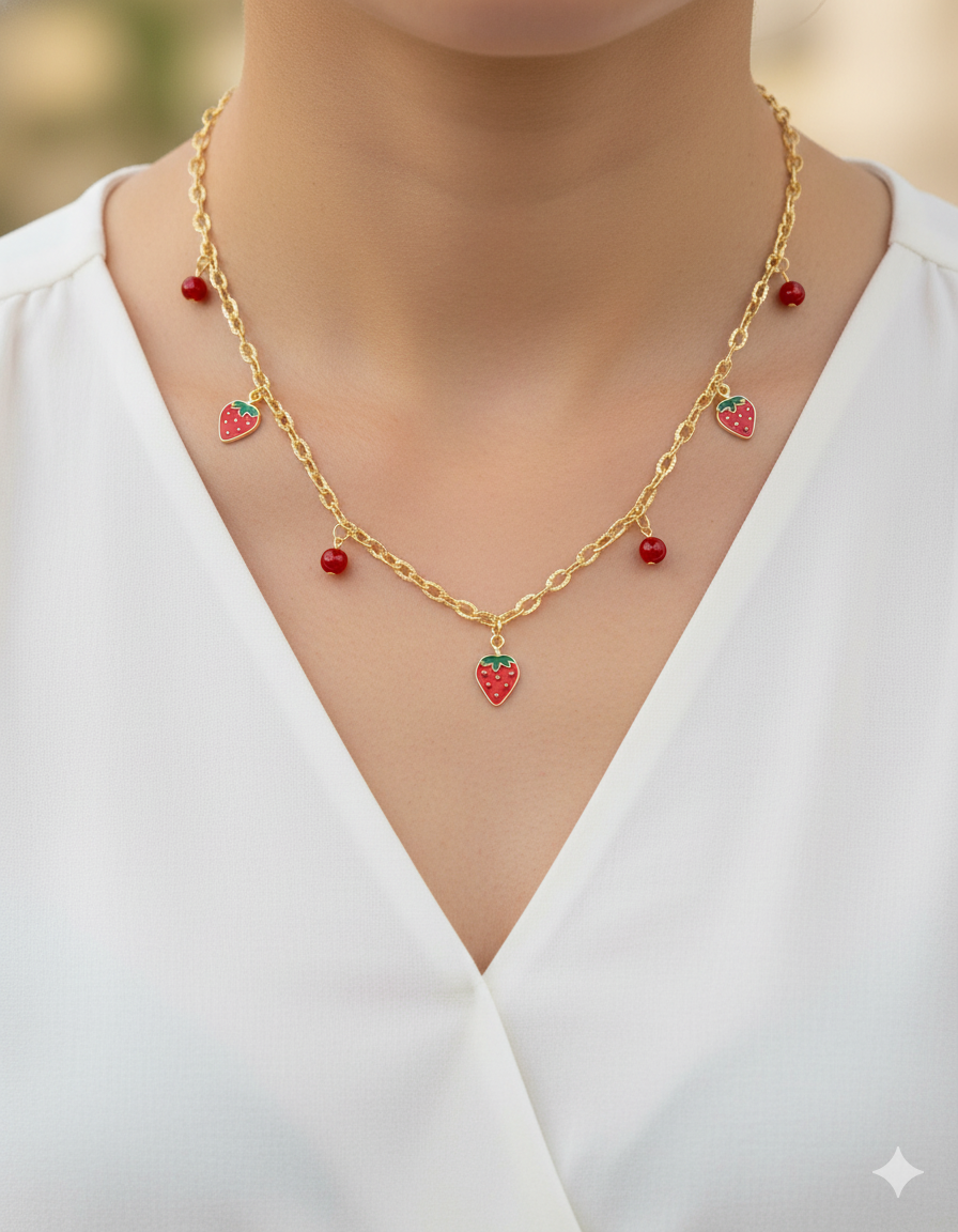 Collar con dije de Fruta M8 - Oro laminado