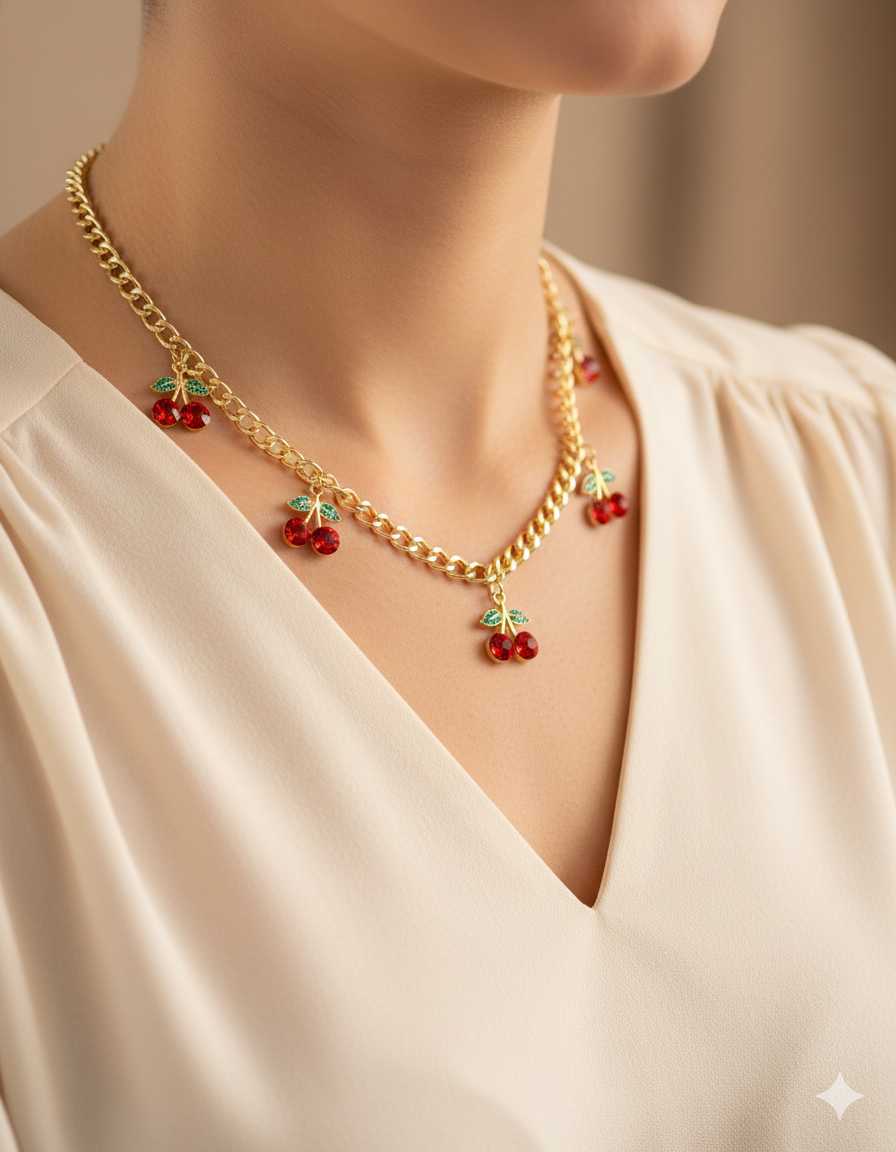 Collar con dije de Fruta M10 - Oro laminado