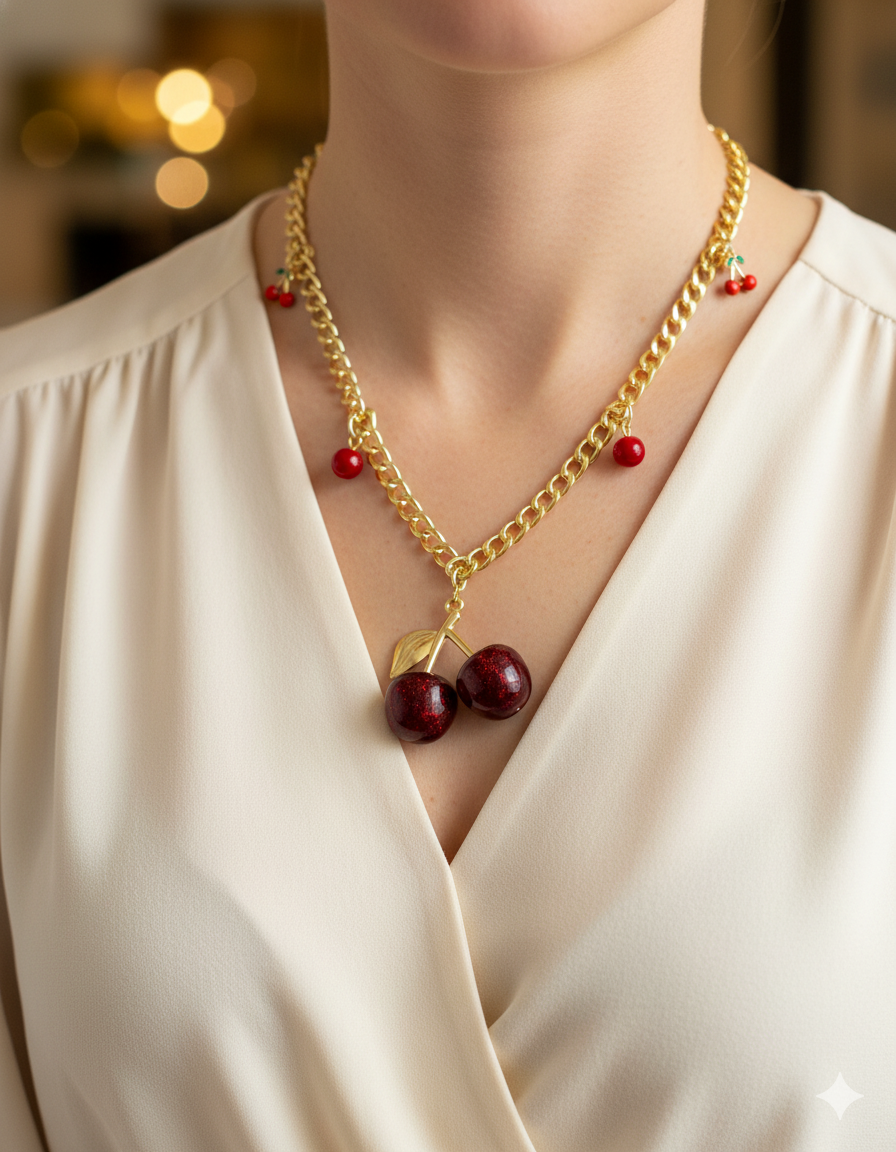 Collar con dije de Fruta M11 - Oro laminado