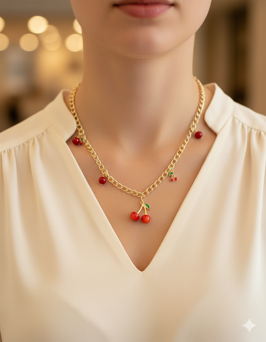 Collar con dije de Fruta M13 - Oro laminado