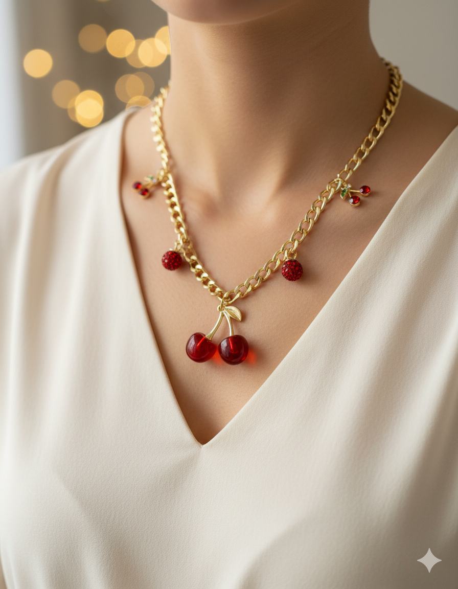 Collar con dije de Fruta M14 - Oro laminado