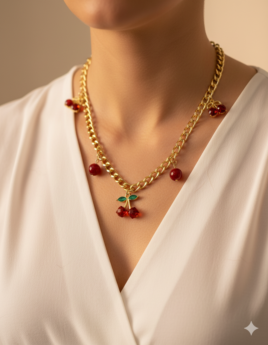 Collar con dije de Fruta M15 - Oro laminado