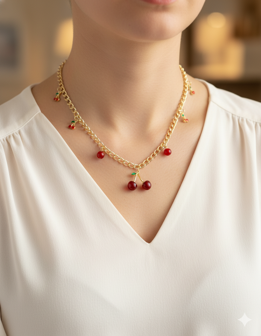 Collar con dije de Fruta M16 - Oro laminado