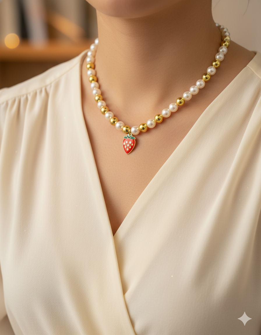 Collar con dije de Fruta M17 - Oro laminado