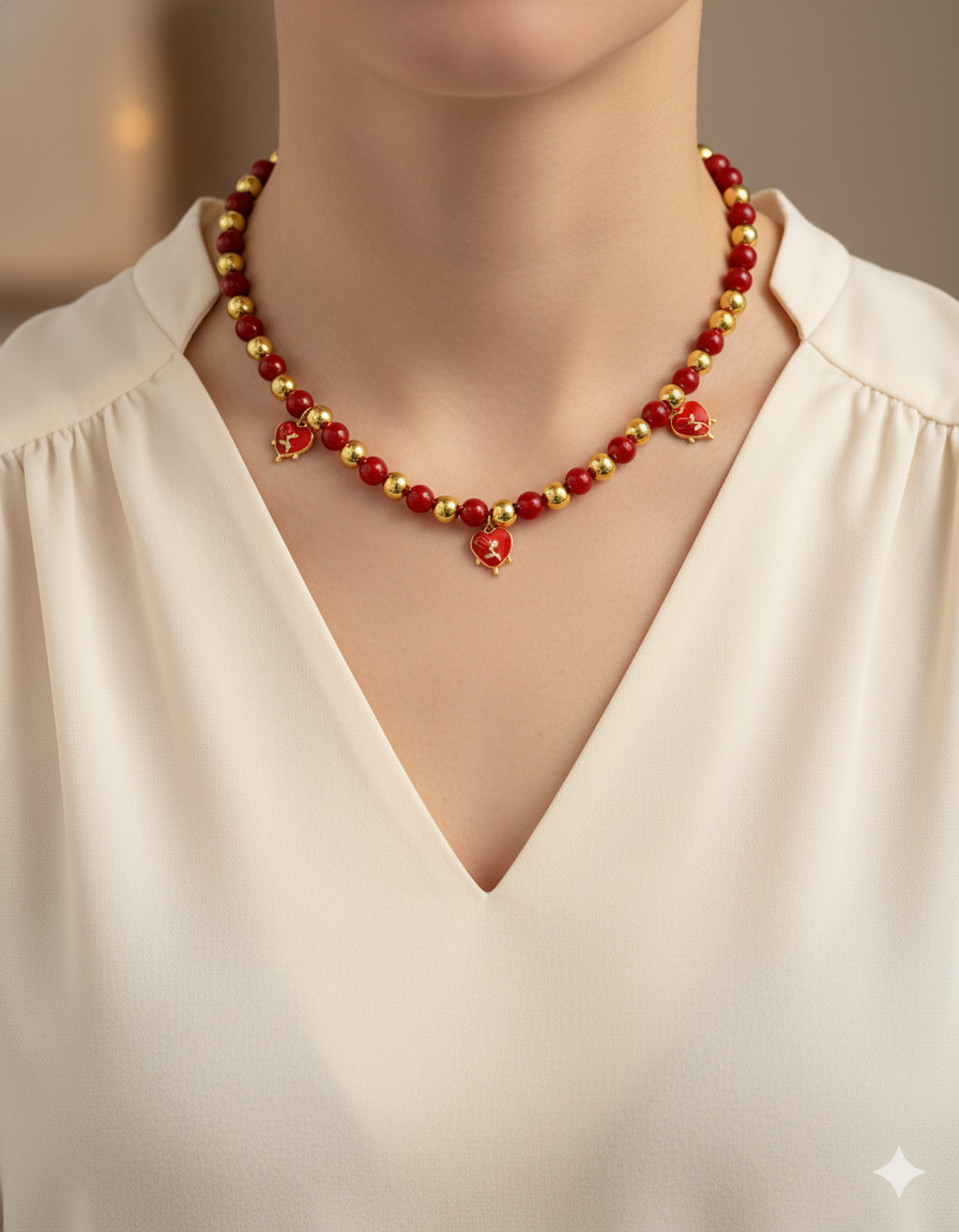 Collar de Perlas con dije de Fruta M22 - Oro laminado