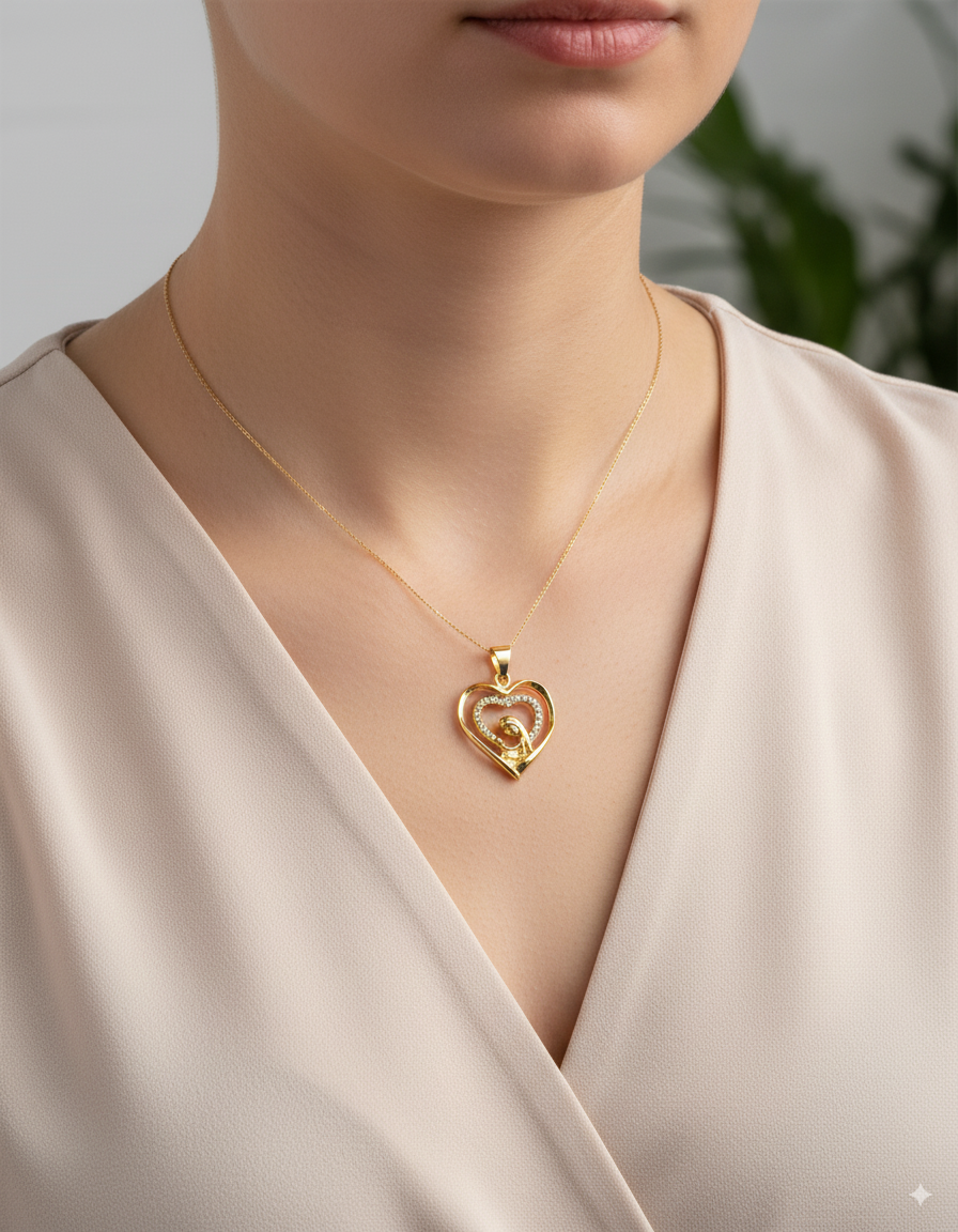 Dije de corazon M168 - Oro laminado