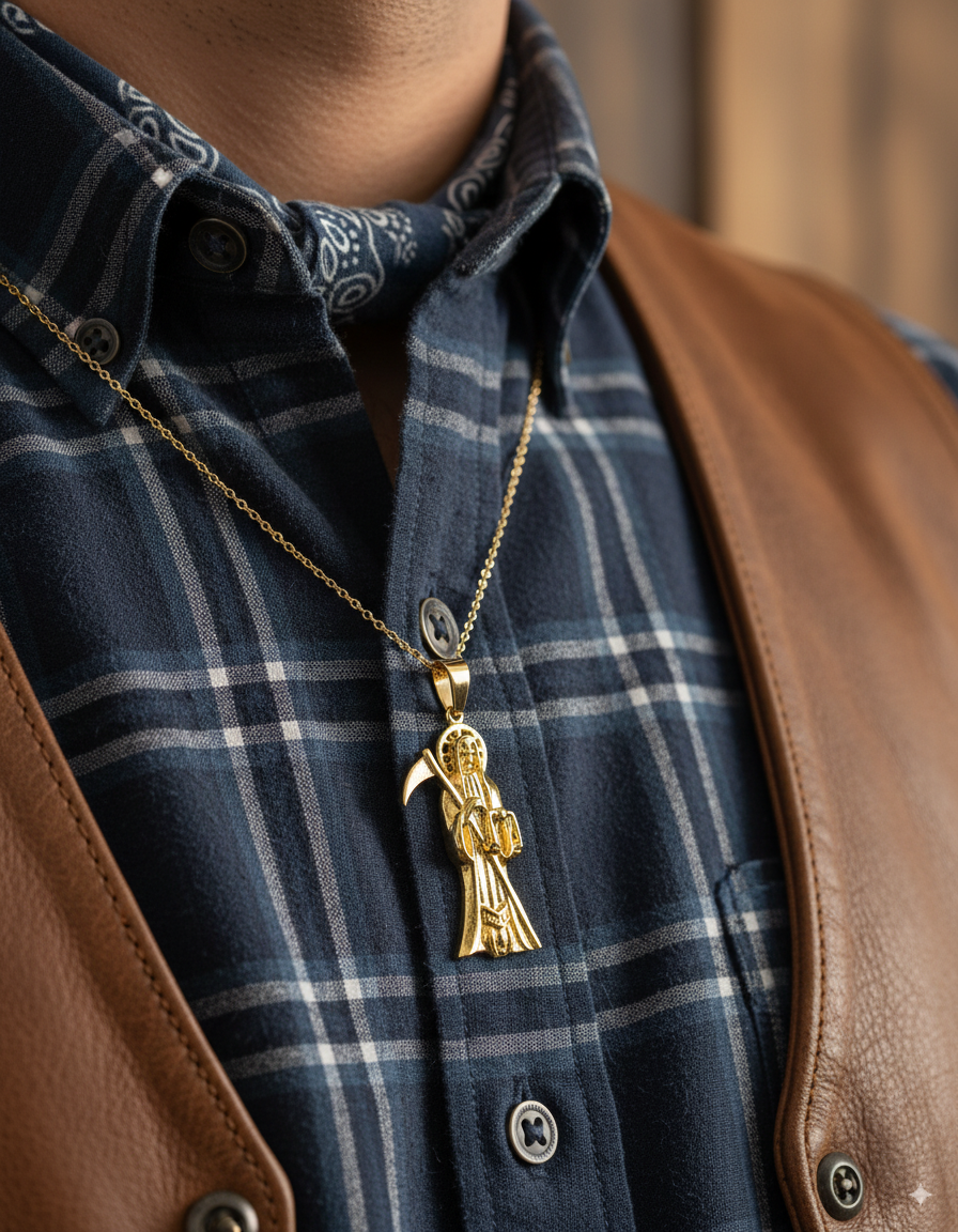 Dije de la Santa Muerte M84 - Oro Laminado