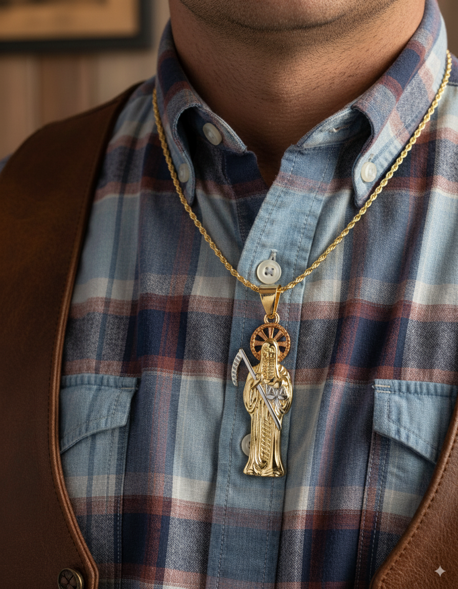Dije de la Santa Muerte M108 - Oro Laminado