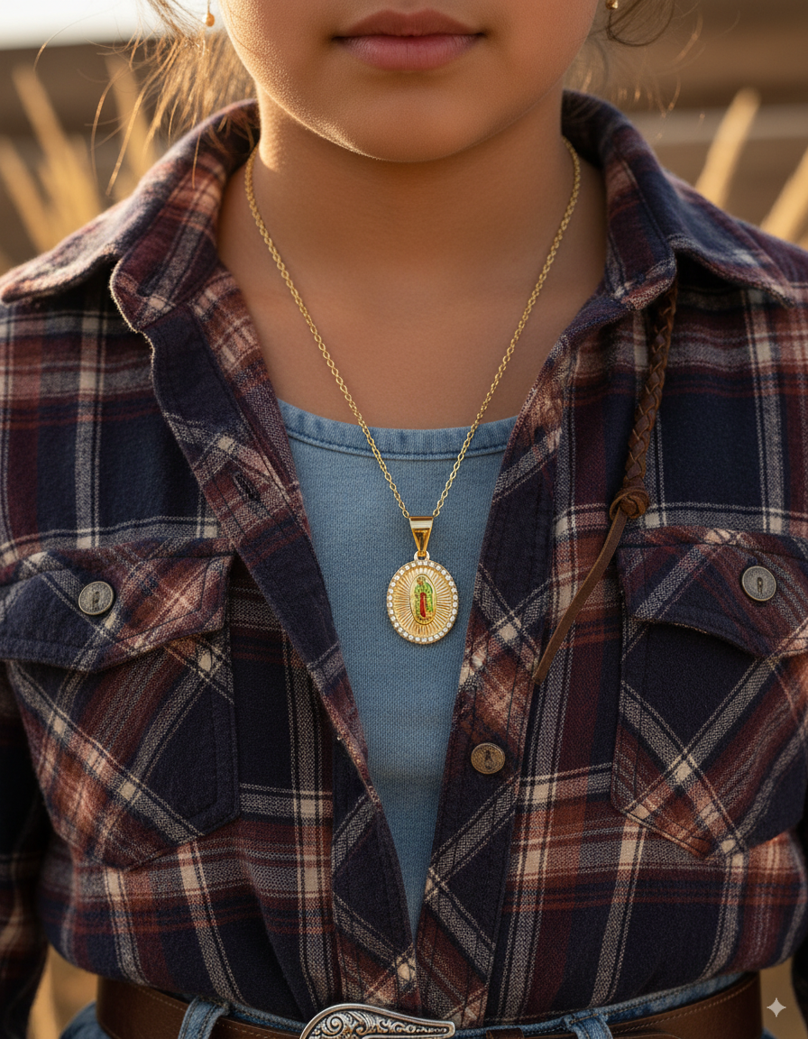 Dije de la Virgen de Guadalupe M113 - Oro Laminado