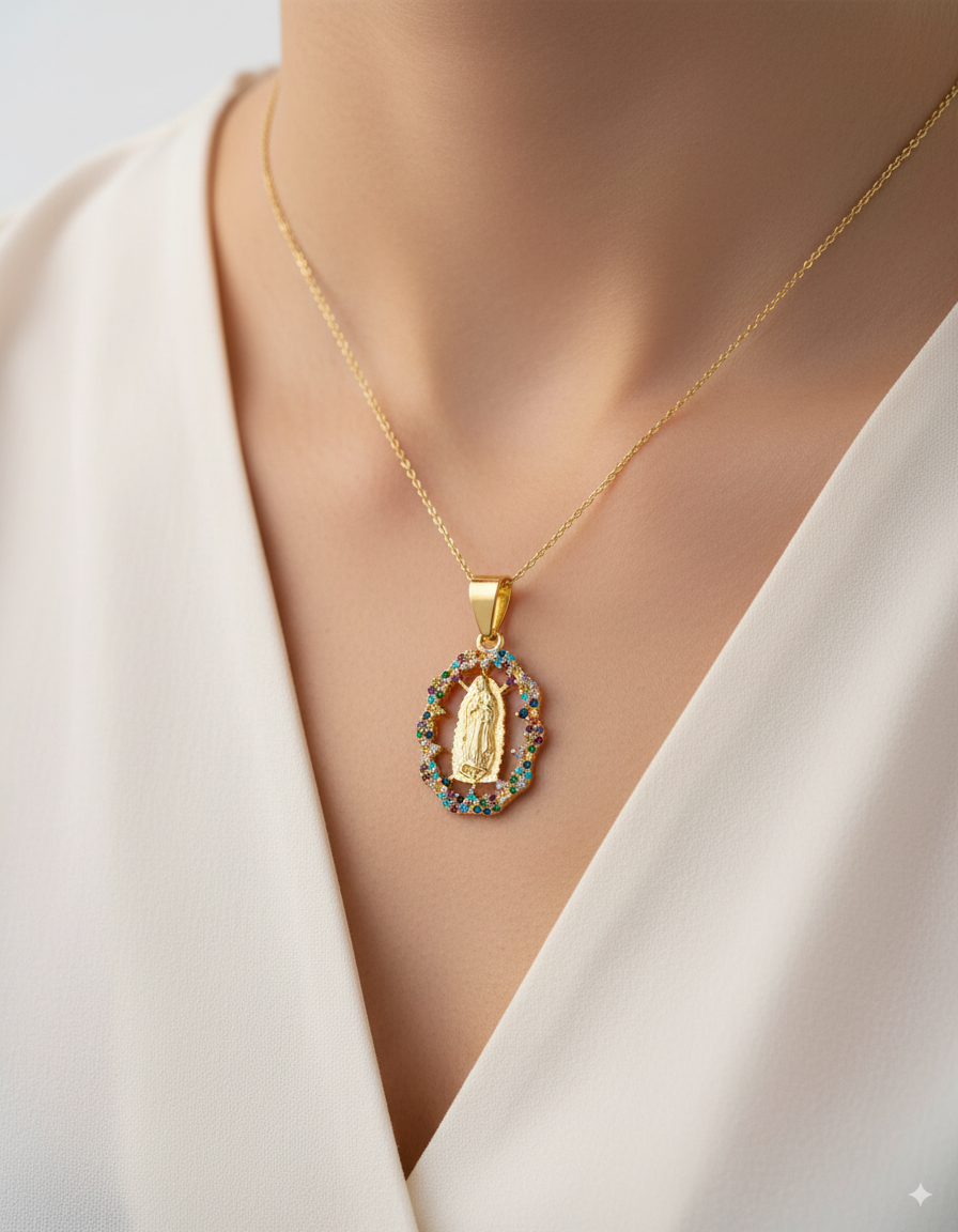 Dije de la Virgen de Guadalupe M118 - Oro Laminado
