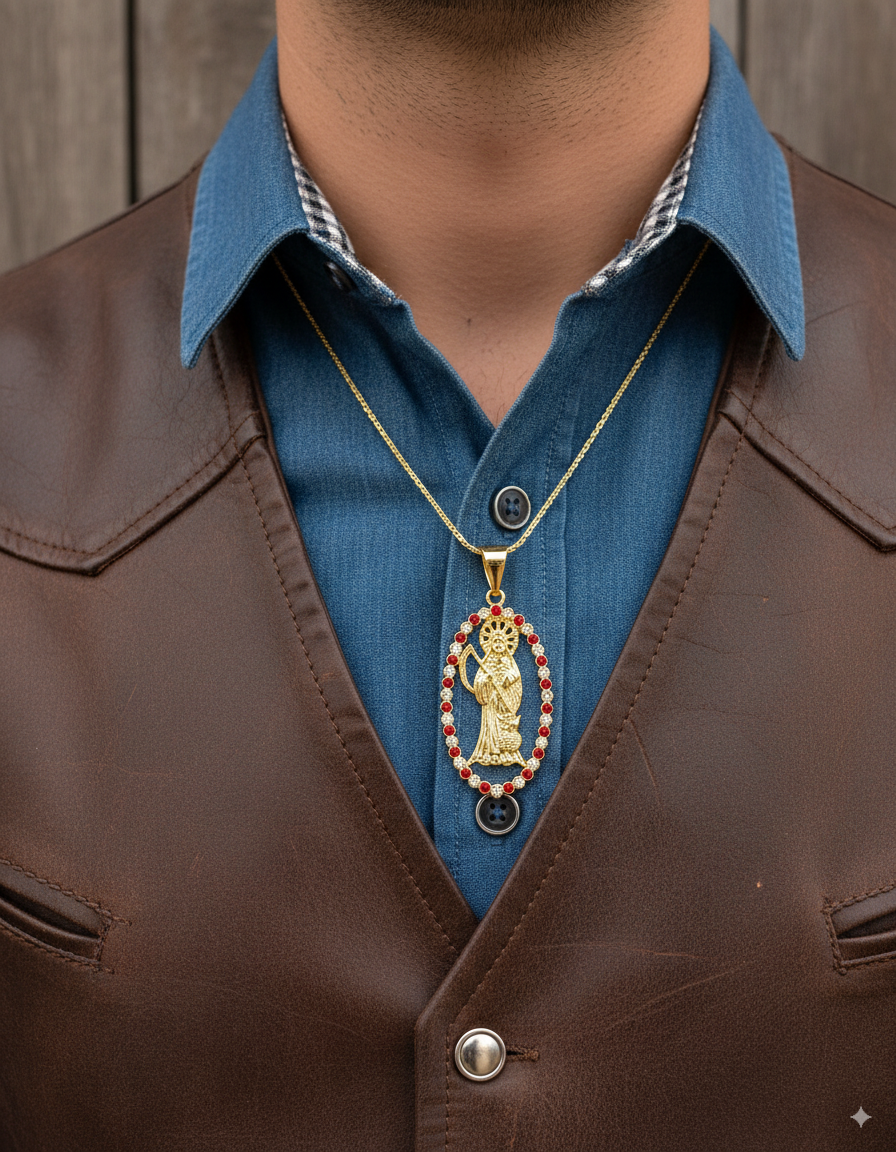 Dije de la Santa Muerte M135- Oro Laminado