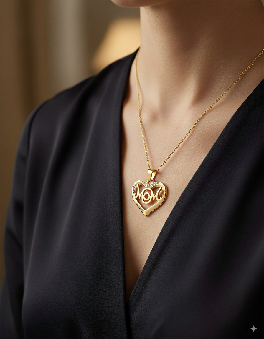 Dije de Corazon MAMÁ M136 - Oro Laminado