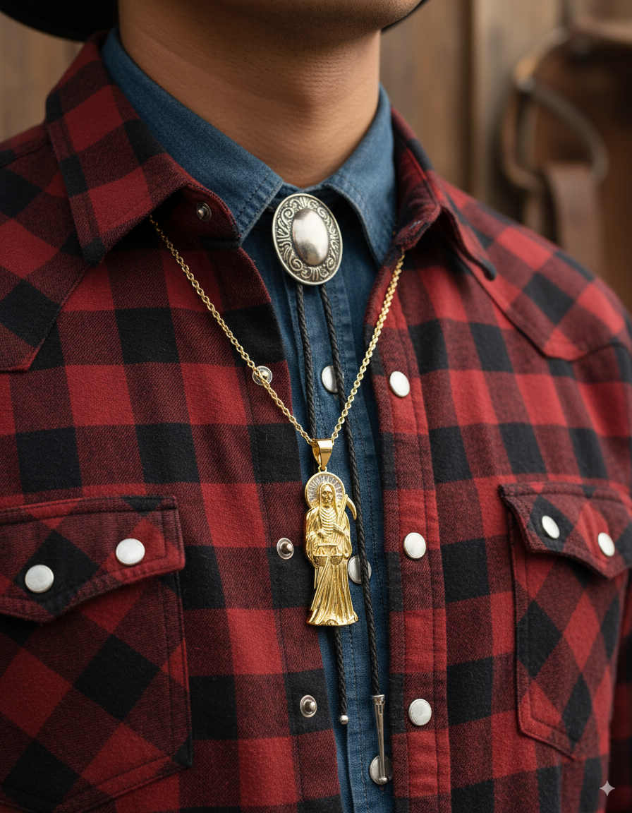 Dije de la santa muerte M149 - Oro Laminado