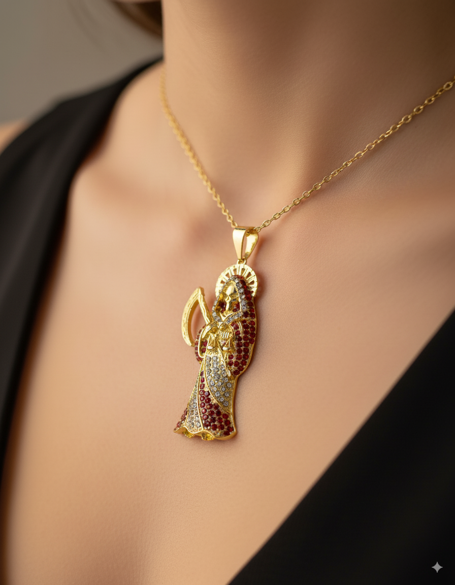 Dije de la santa muerte M161 - Oro laminado