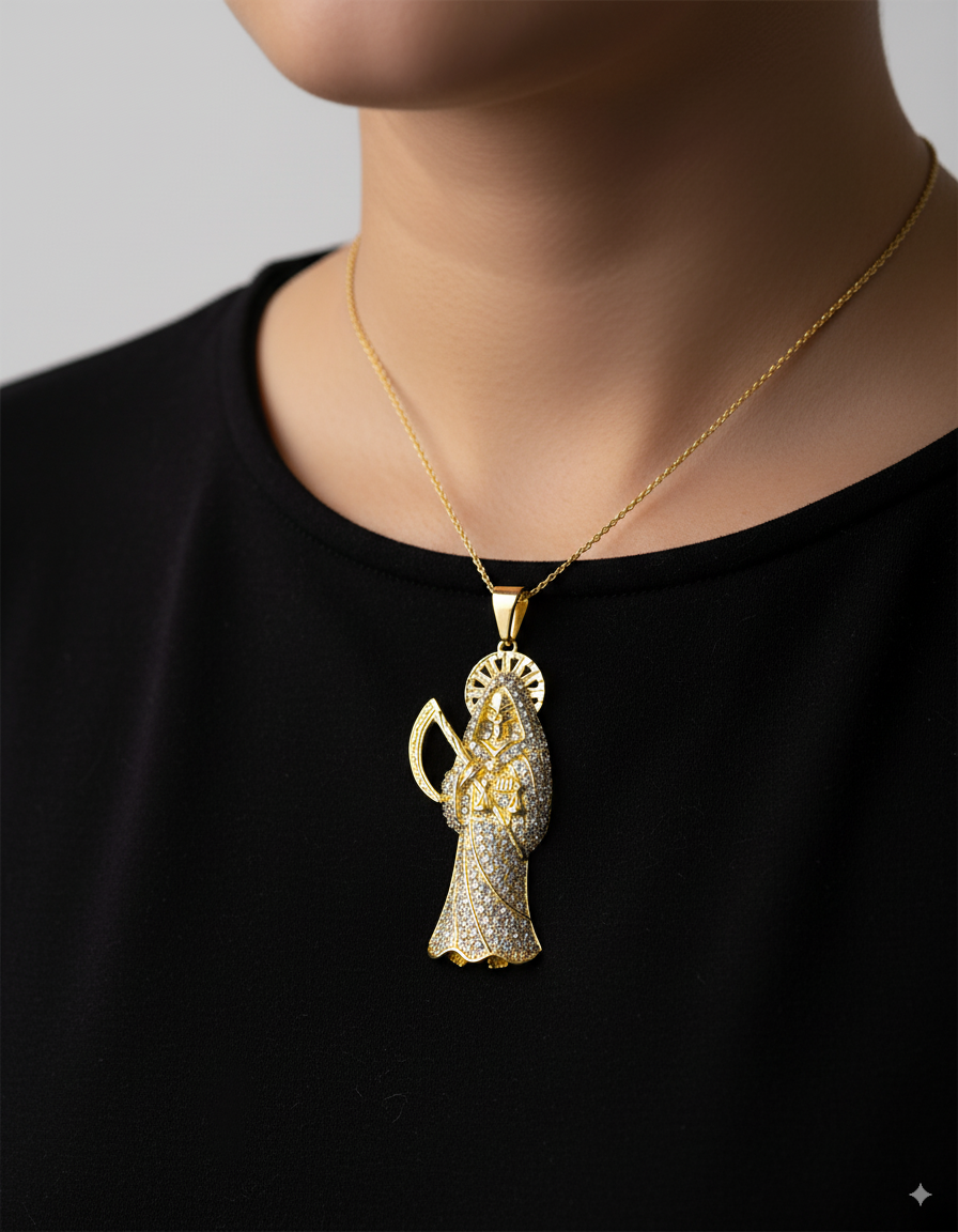 Dije de la santa muerte M163 - Oro laminado