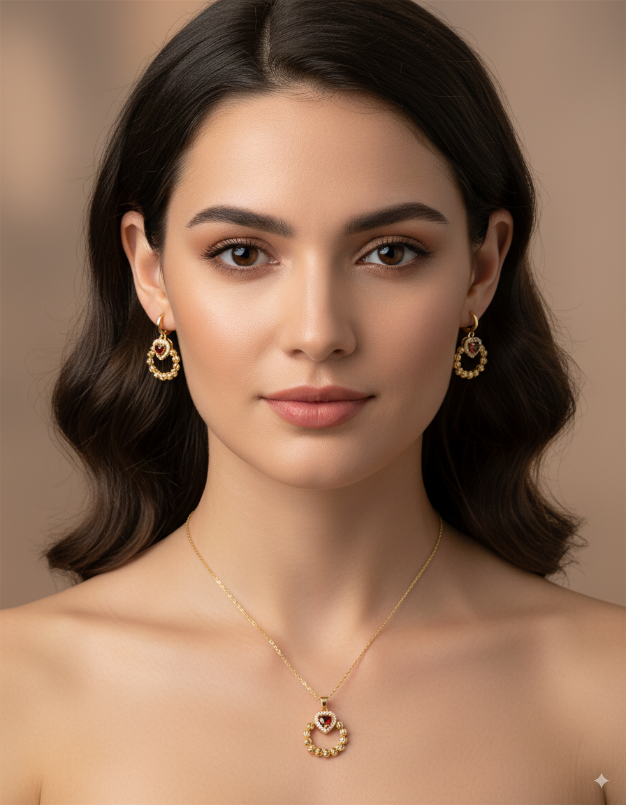 Conjunto dorado de Corazon M18 Oro Laminado